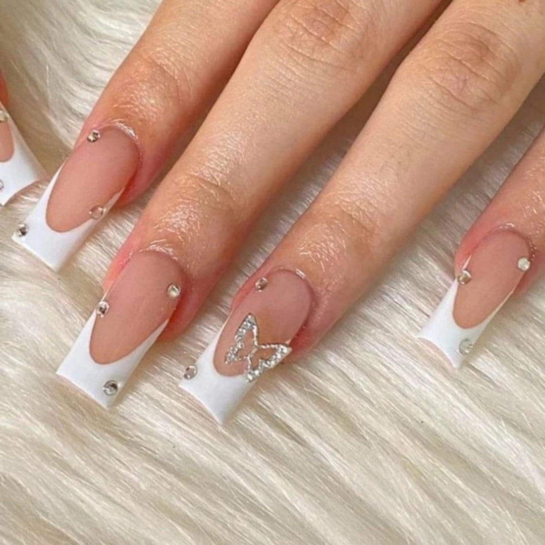 Elegant Stiletto Nail Extensions with Rhinestone Accents Kalsten