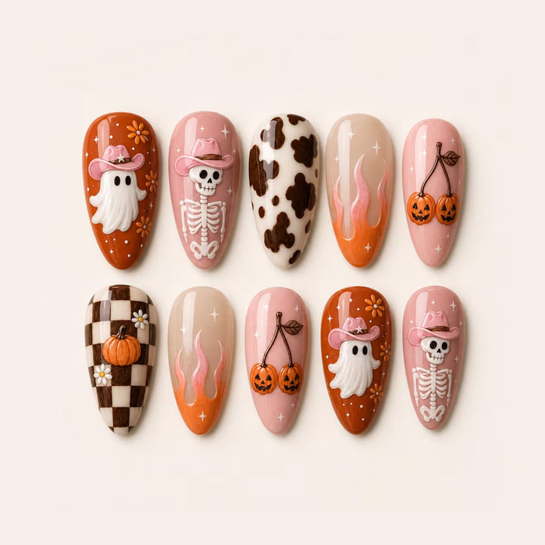 Creative Halloween Nail Art Set with Playful Designs Kalsten