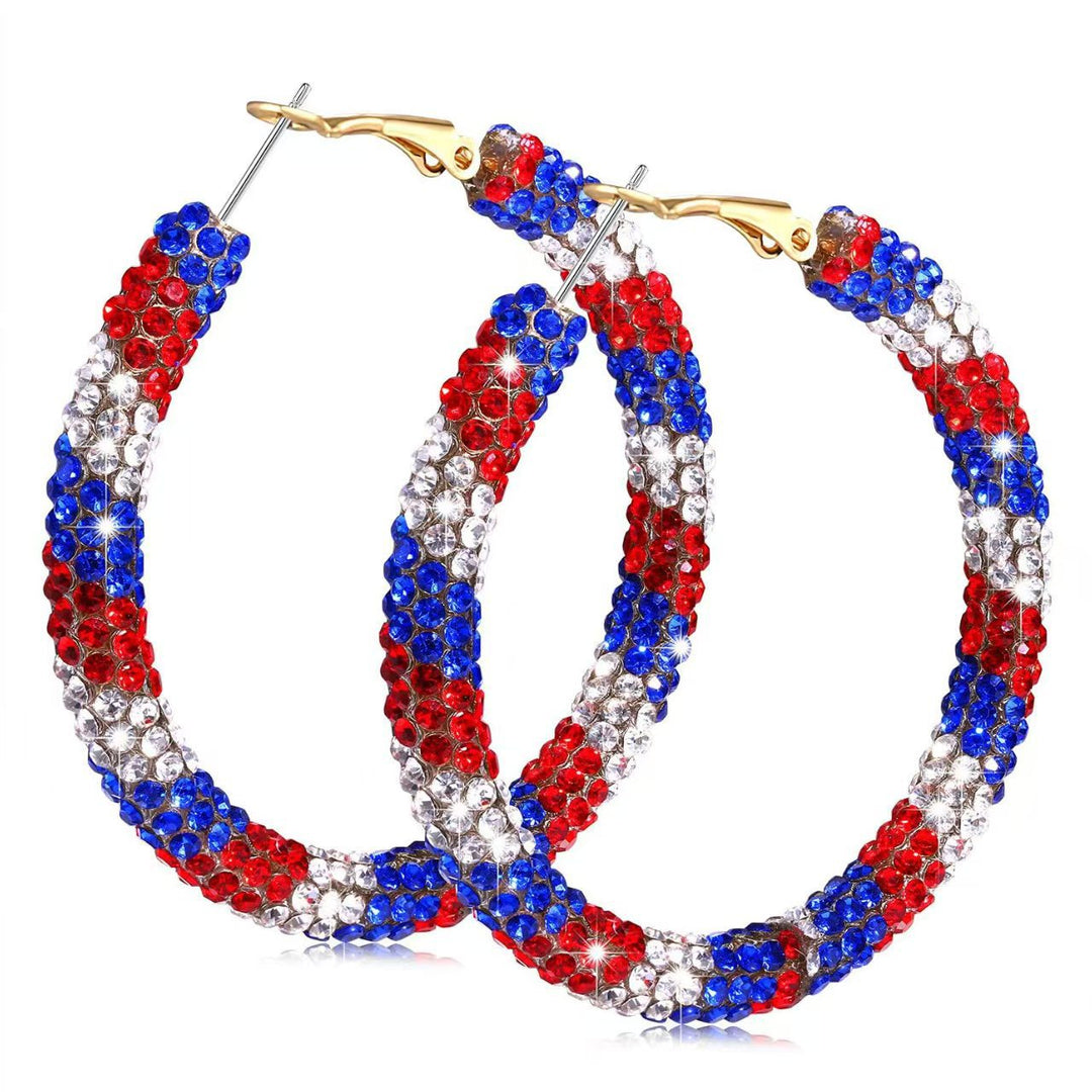 Ladies' large creoles with pavé rhinestone embellishment and clasp closure Kalsten