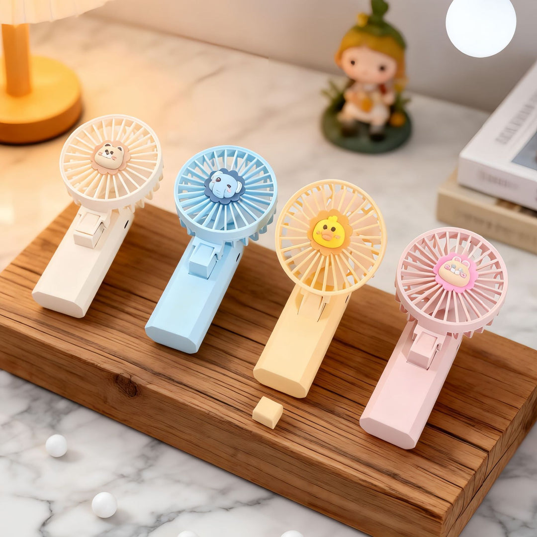 Ladies portable hand fan with cute lion motif Kalsten