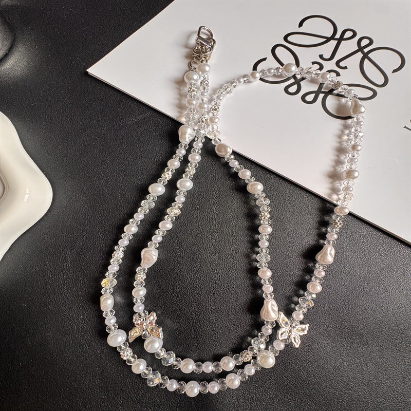 Elegant Pearl and Crystal Eyewear Chain Kalsten