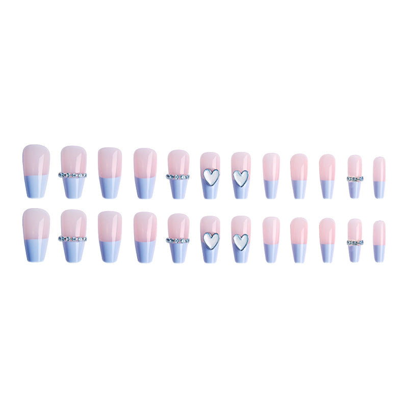 Artificial nails with romantic heart and glitter decorations Kalsten