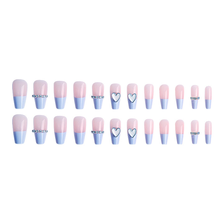 Artificial nails with romantic heart and glitter decorations Kalsten