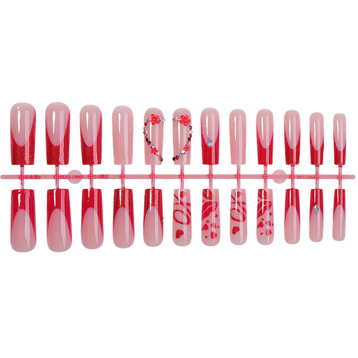 Elegant Press-On Nail Art Set with Floral and Glitter Accents Kalsten