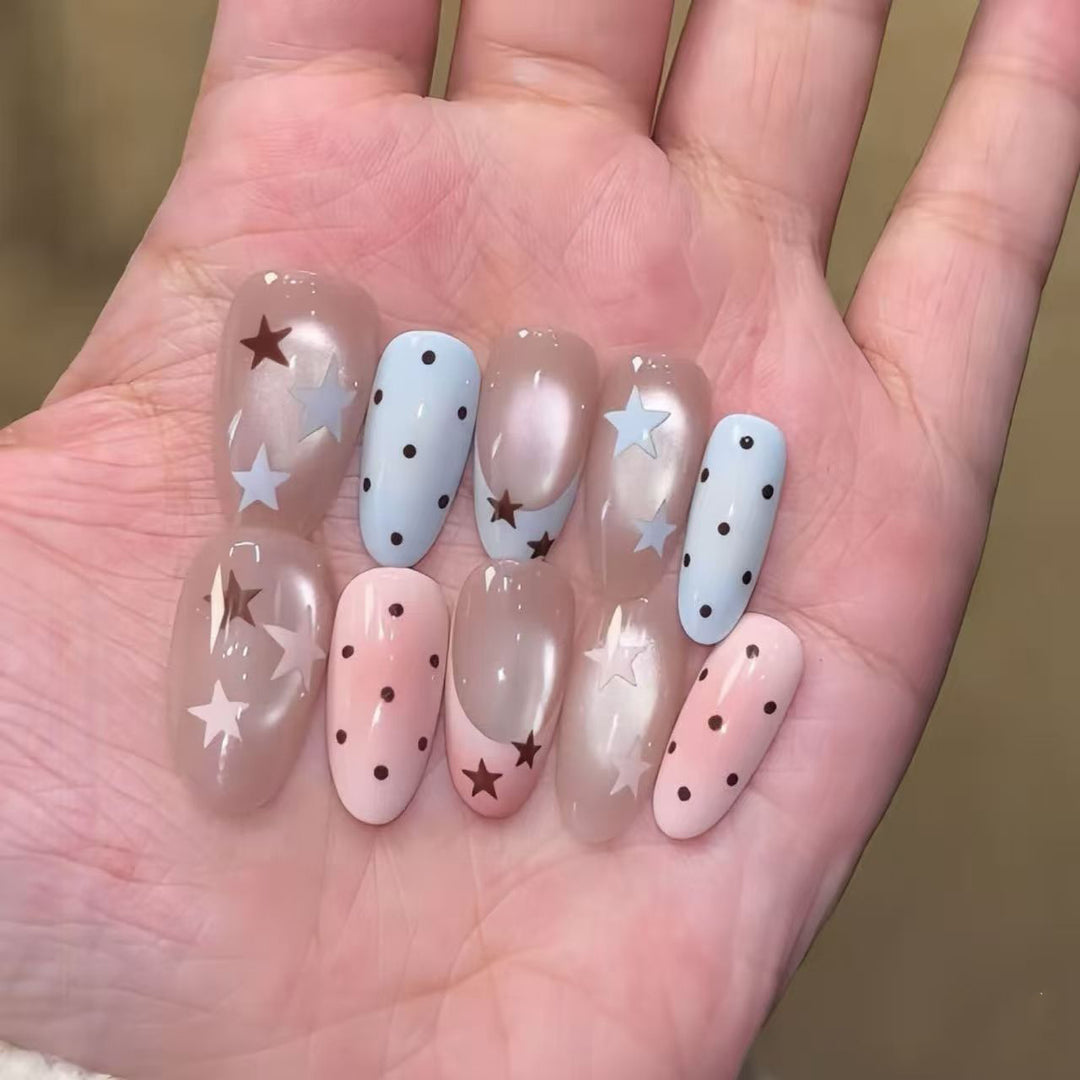Decorative Star and Dot Press-On Nails Kalsten