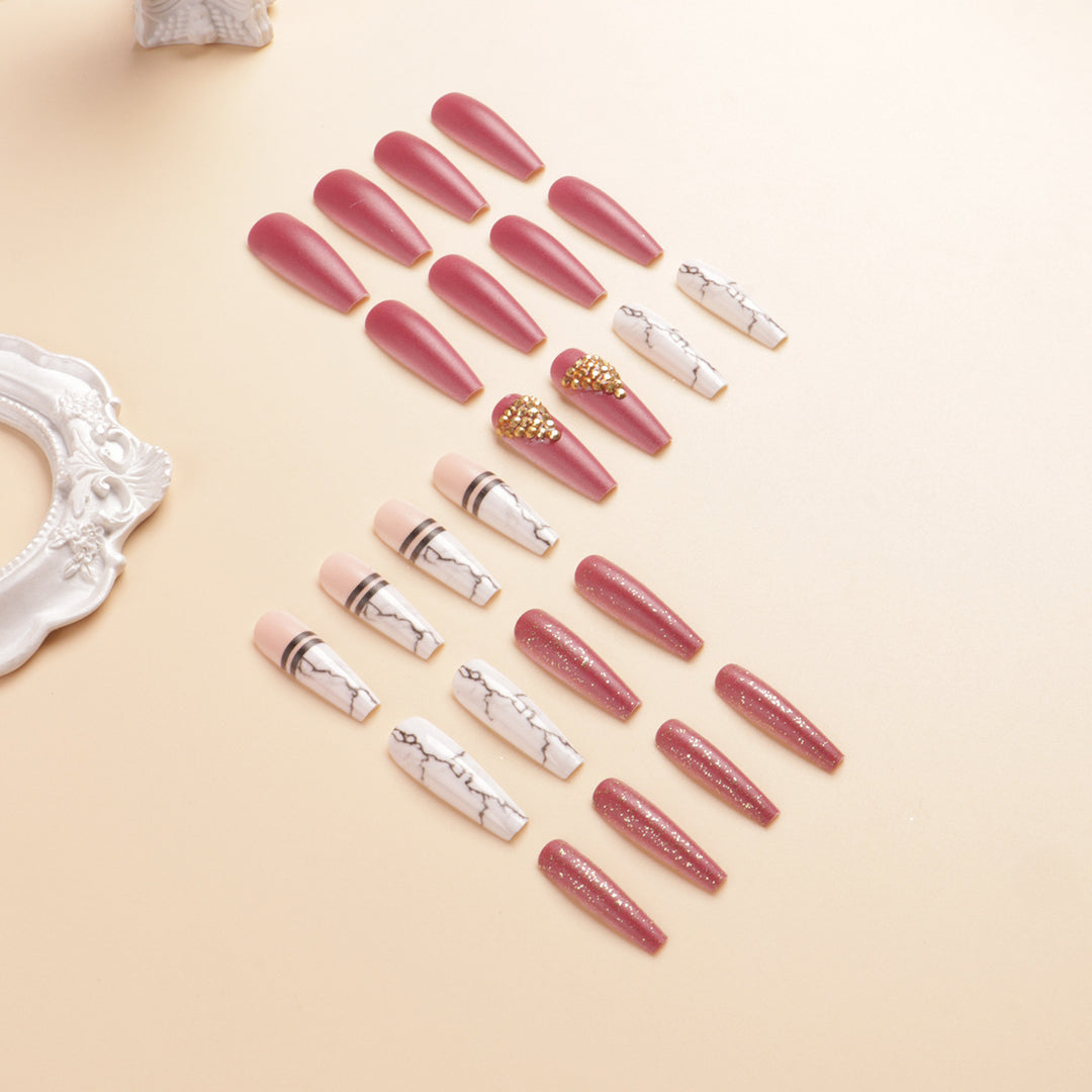 Elegant Marble Press-On Nail Art Set Kalsten