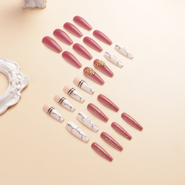 Elegant Marble Press-On Nail Art Set Kalsten