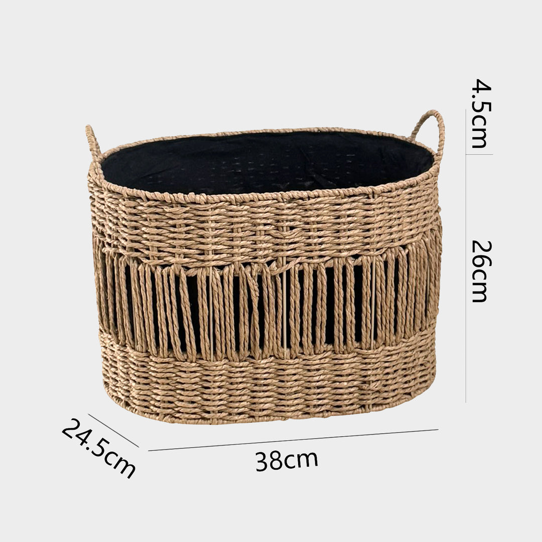 Decorative storage basket with fringes Kalsten