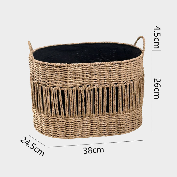 Decorative storage basket with fringes Kalsten
