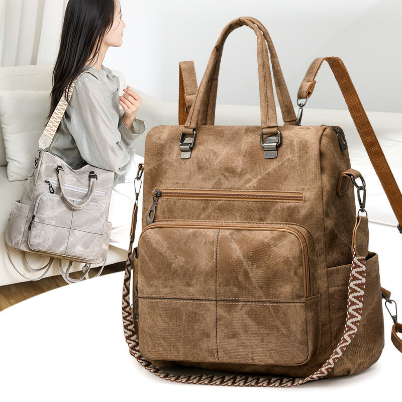 Versatile Multi-Compartment Faux Leather Backpack Kalsten