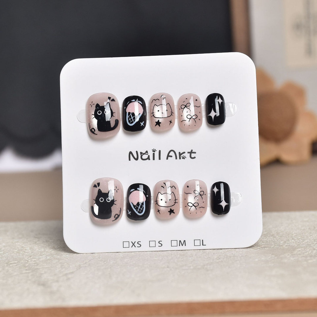 Artistic Star-Embellished Press-On Nail Set Kalsten