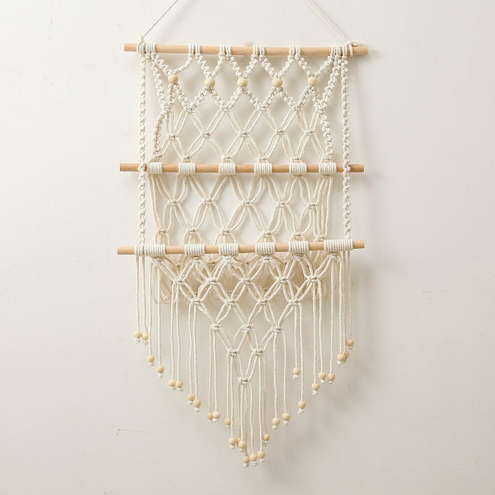 Macrame Wall Hanging with Natural Wood Accents Kalsten