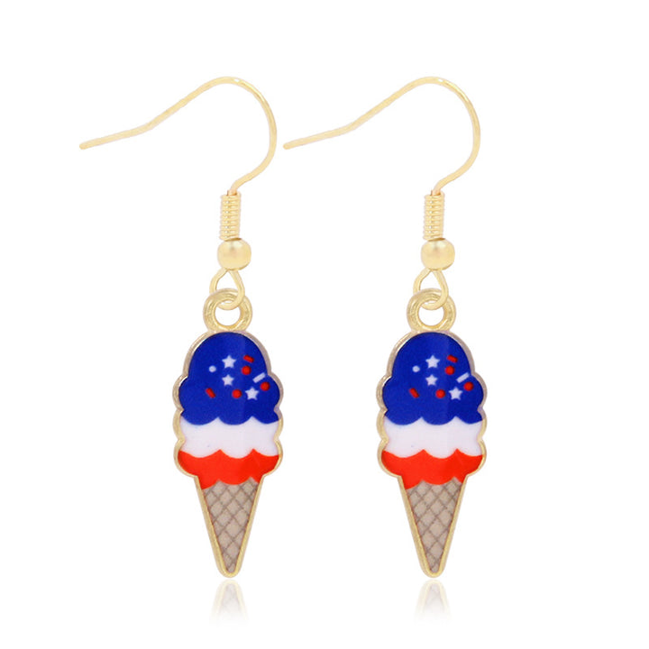 Women's star-shaped enamel earrings with USA flag motif and gold-plated fish Kalsten