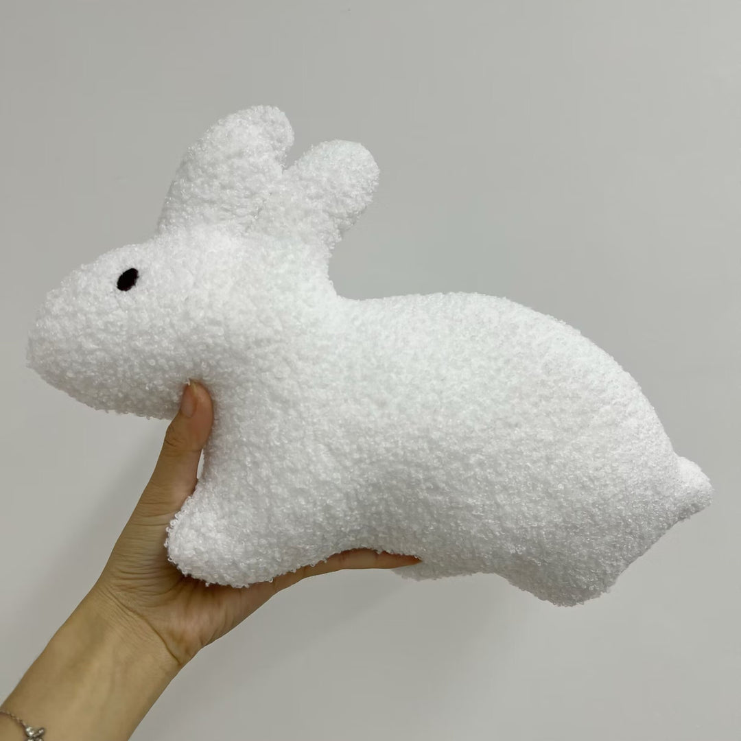 Handmade Linen Bunny Soft Cloth Doll with Embroidered Overalls