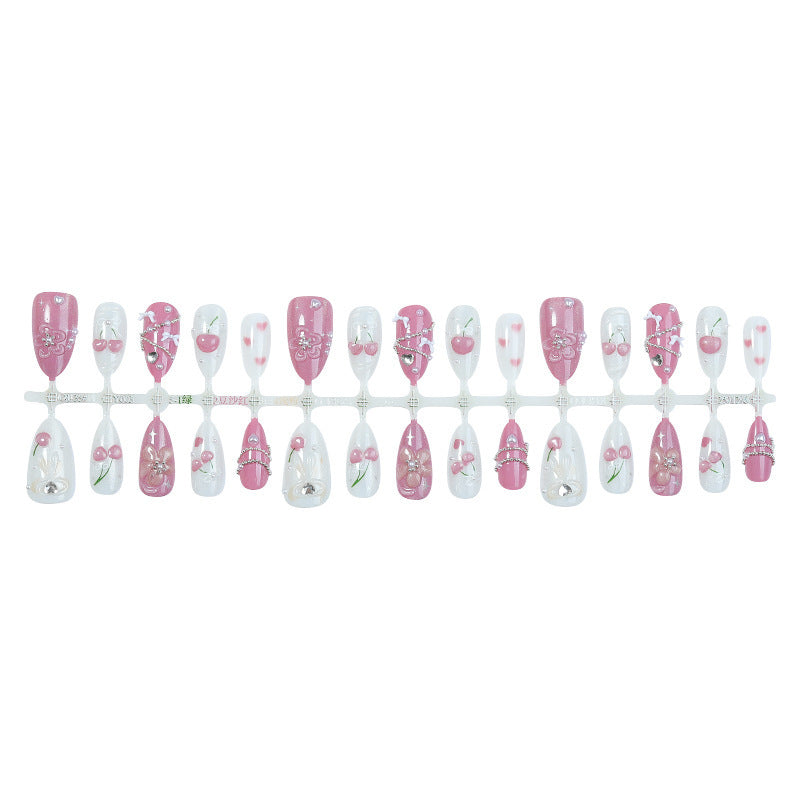Artificial nail set with decorative floral motifs and glamorous accents Kalsten