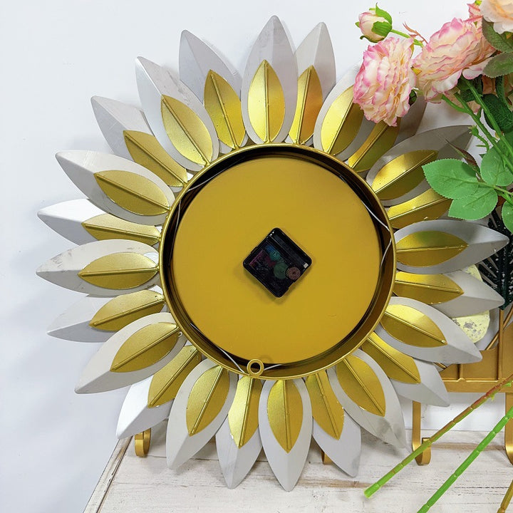 Sunburst Decorative Wall Clock with Leaf Motif Kalsten