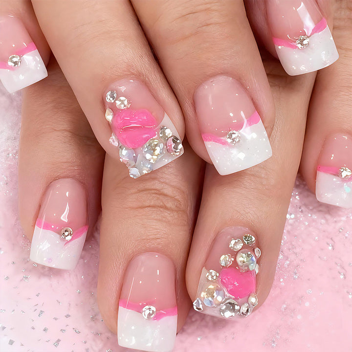 Decorative Crystal-Embellished Press-On Nail Art Kalsten