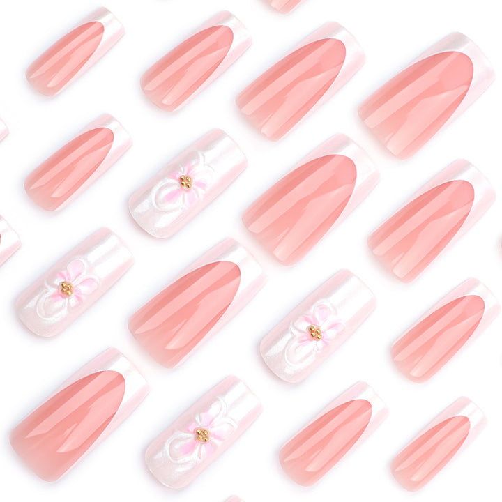 Artistic biodegradable nail extensions with floral accents Kalsten