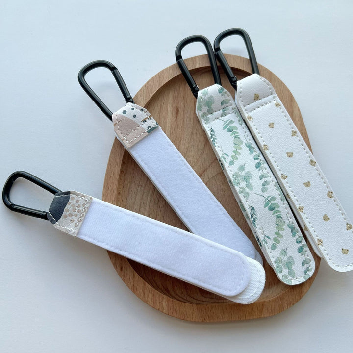 Printed Faux Leather Strap Key Ring with Carabiner Clip