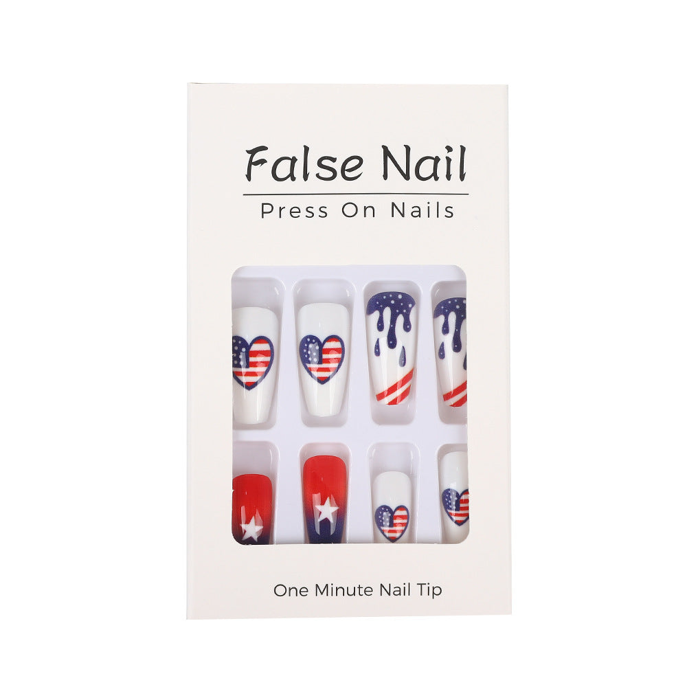 Artificial nails in patriotic heart design Kalsten