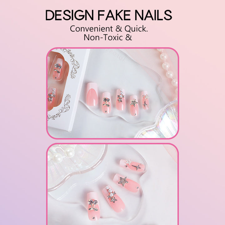 Nail art set with decorative flower and glitter motifs Kalsten