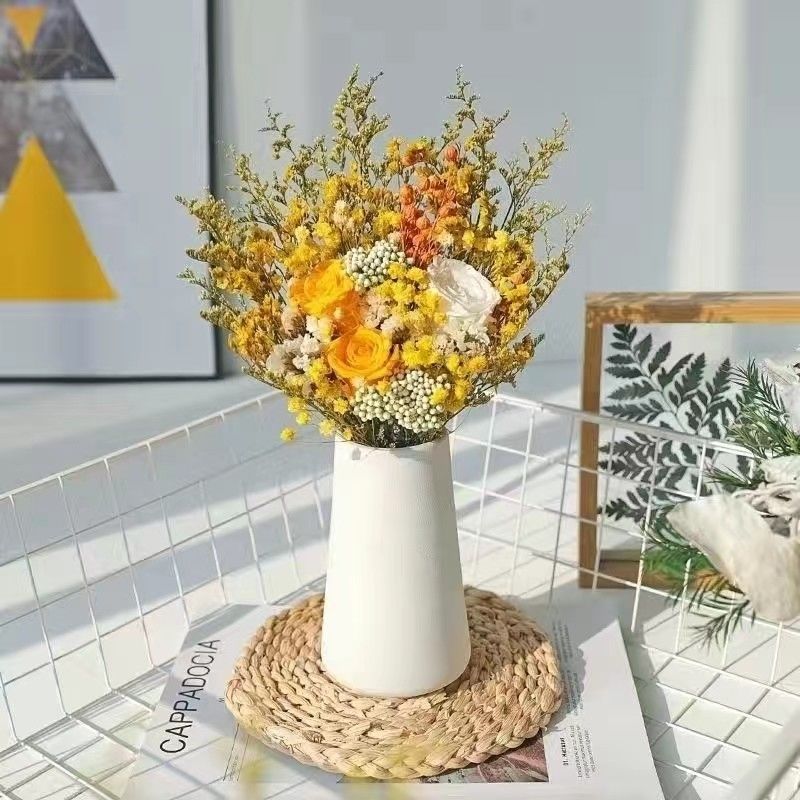 Elegant Dried Flower Bouquet with Decorative Vase