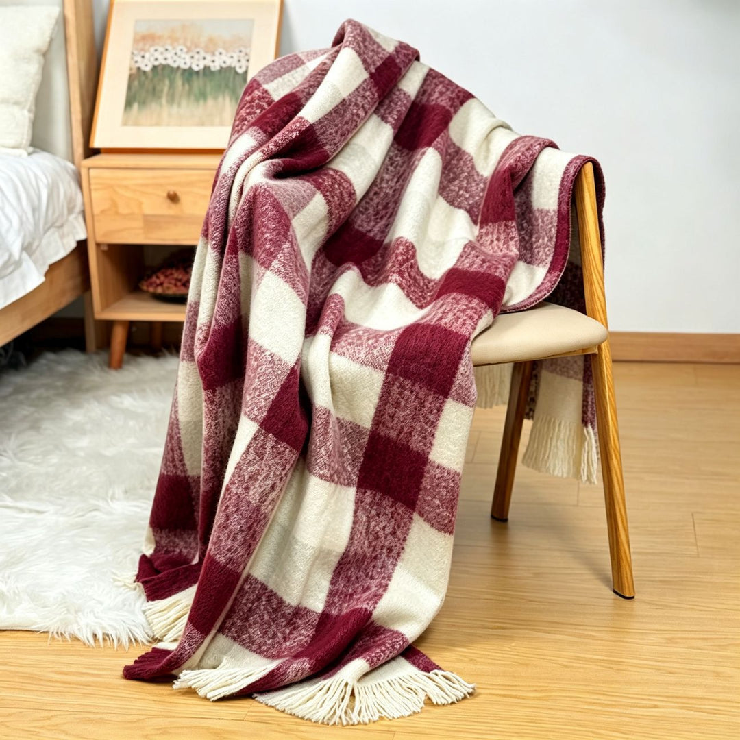 Cozy Checkered Knit Throw