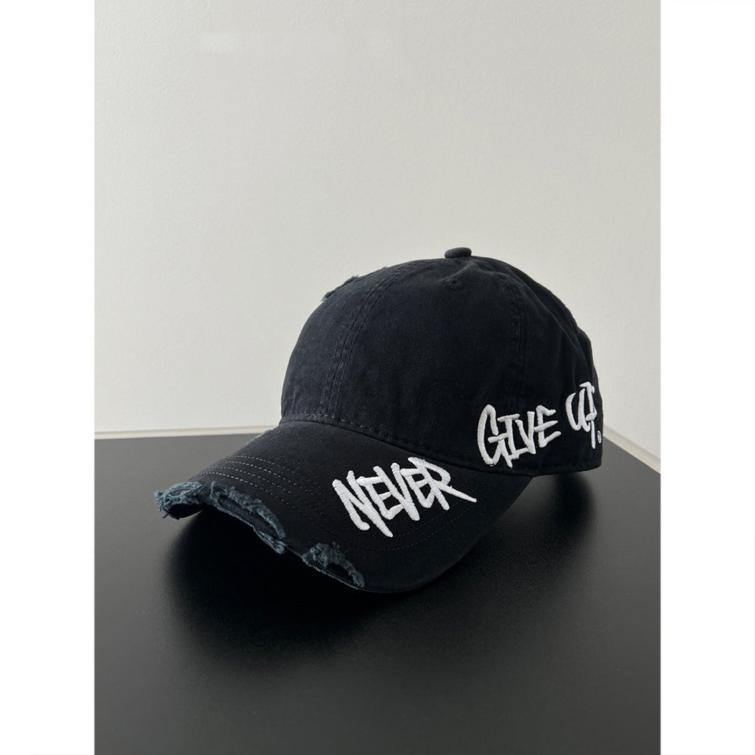 Distressed Denim Message Baseball Cap