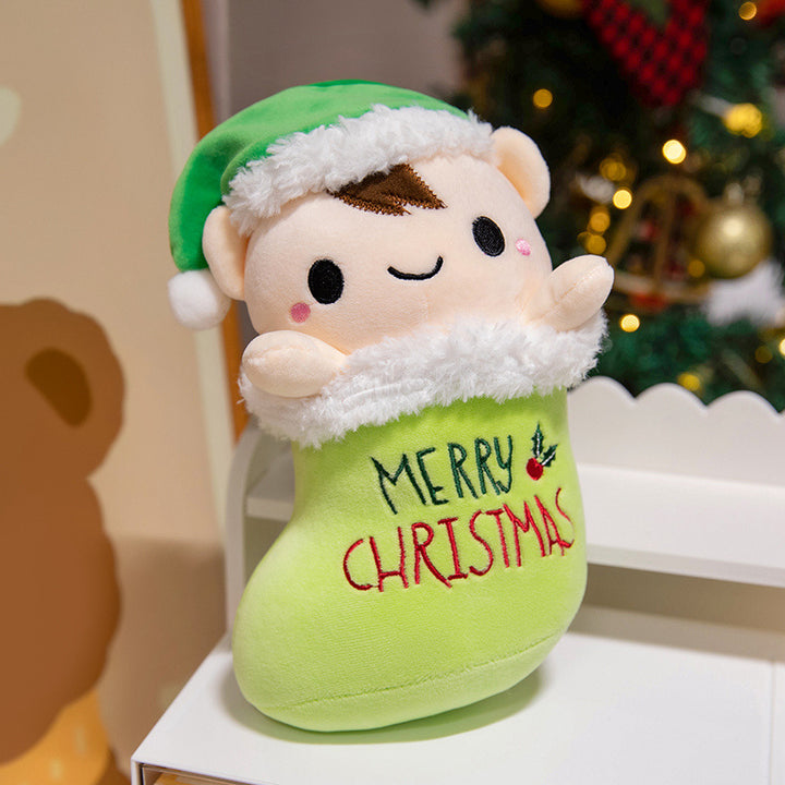 Plush Christmas Tree Decorative Cuddle Pillow with Embroidered Face and Tiered Soft Layers Kalsten
