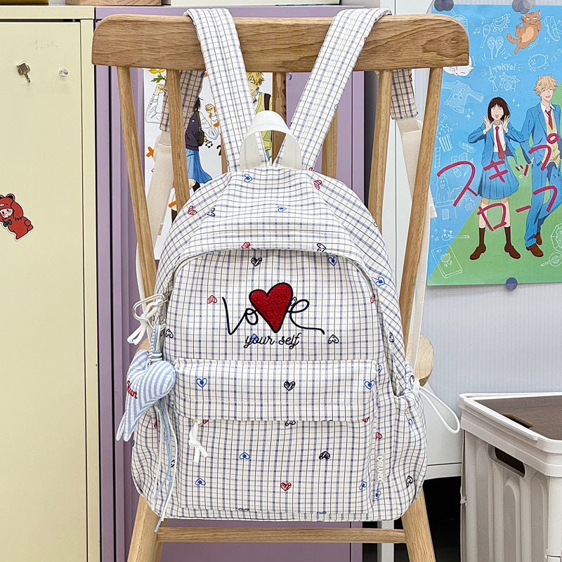 Embroidered Heart-Themed Casual Backpack Kalsten
