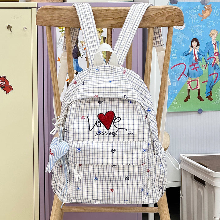 Embroidered Heart-Themed Casual Backpack Kalsten