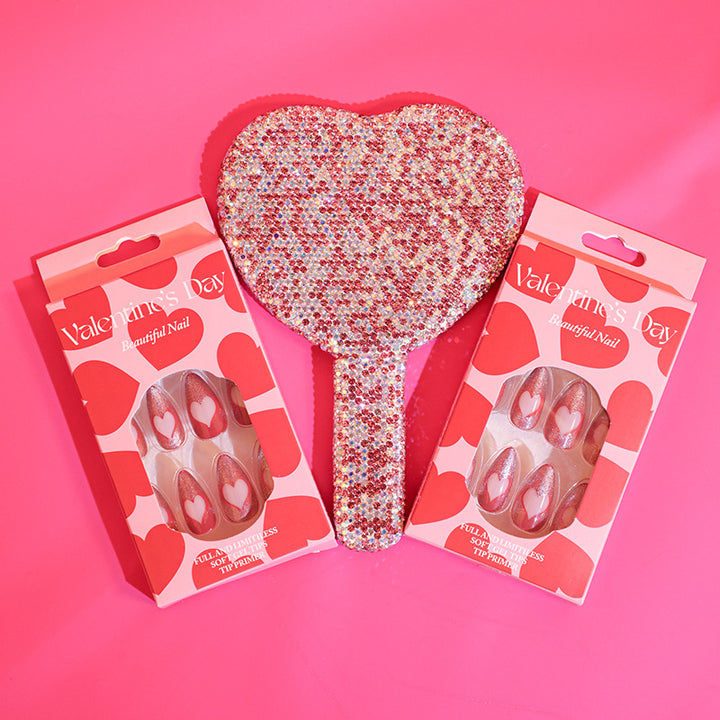 Artful Nail Extensions with Heart Design Kalsten
