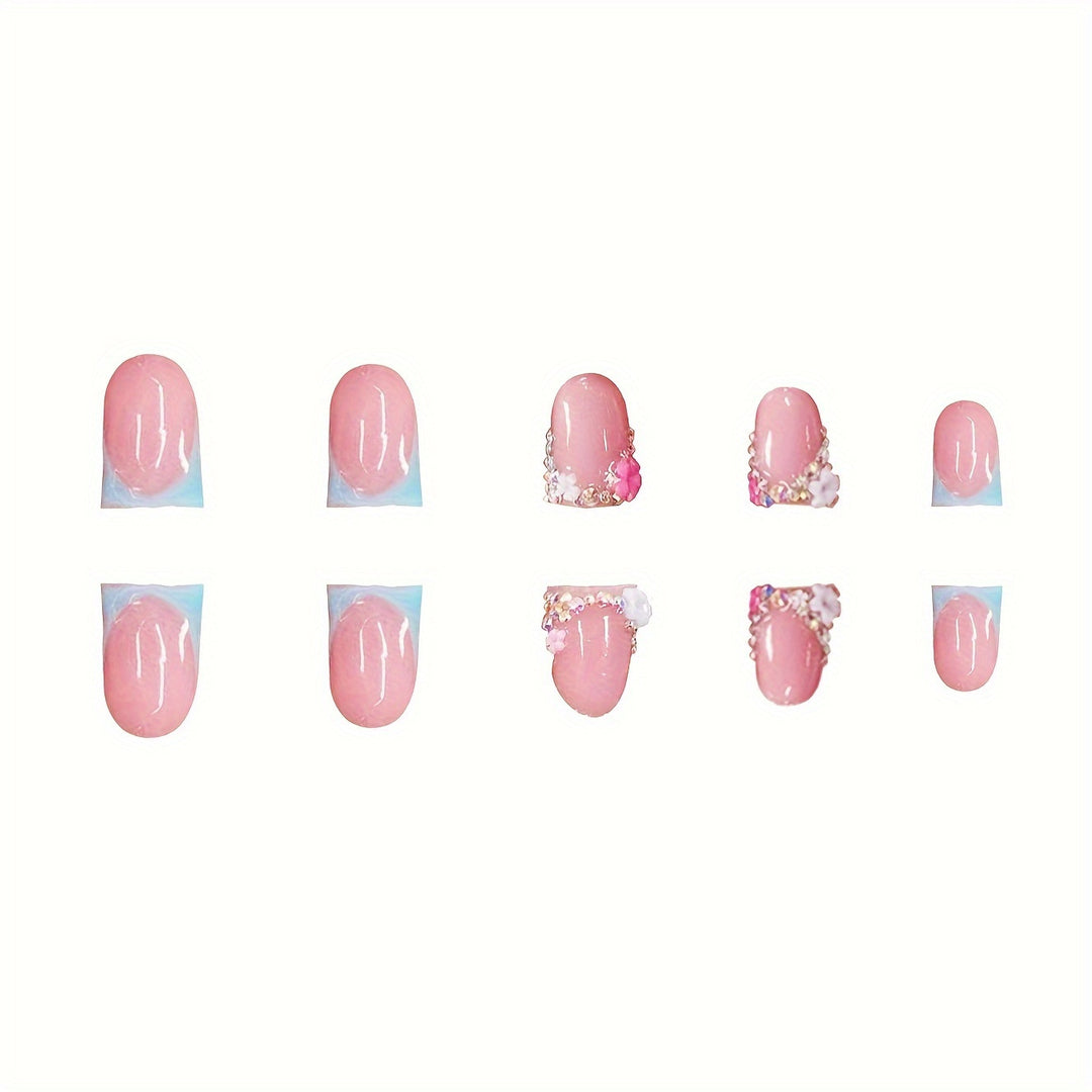 Floral Embellished Press-On Nails Kalsten