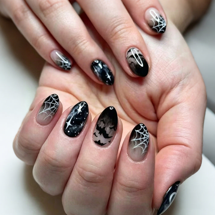Halloween-Themed Spider and Bat Press-On Nail Set