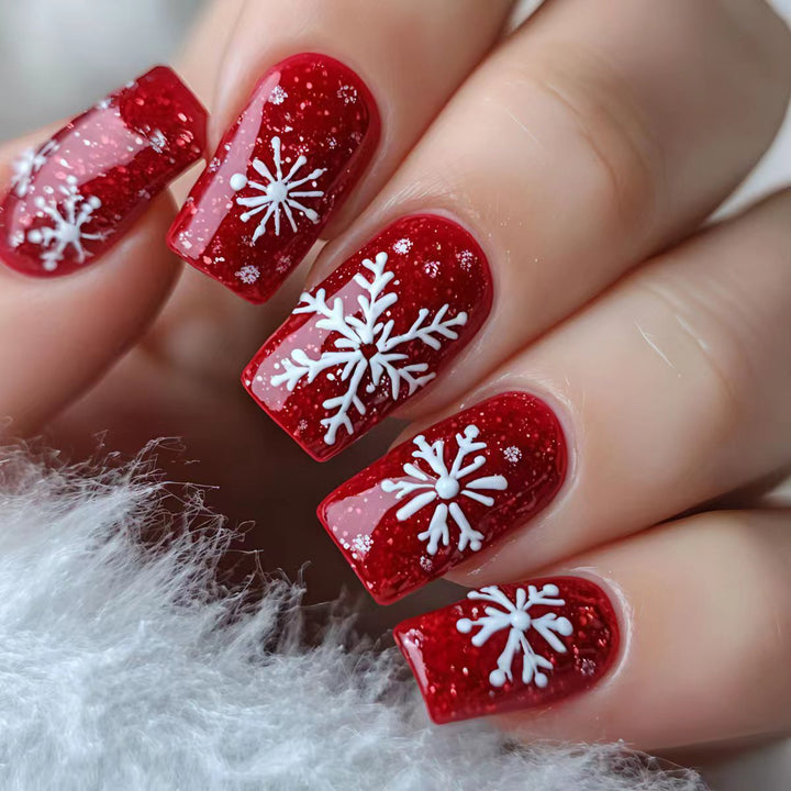 Creative Nail Art with Festive Snowflake Design Kalsten
