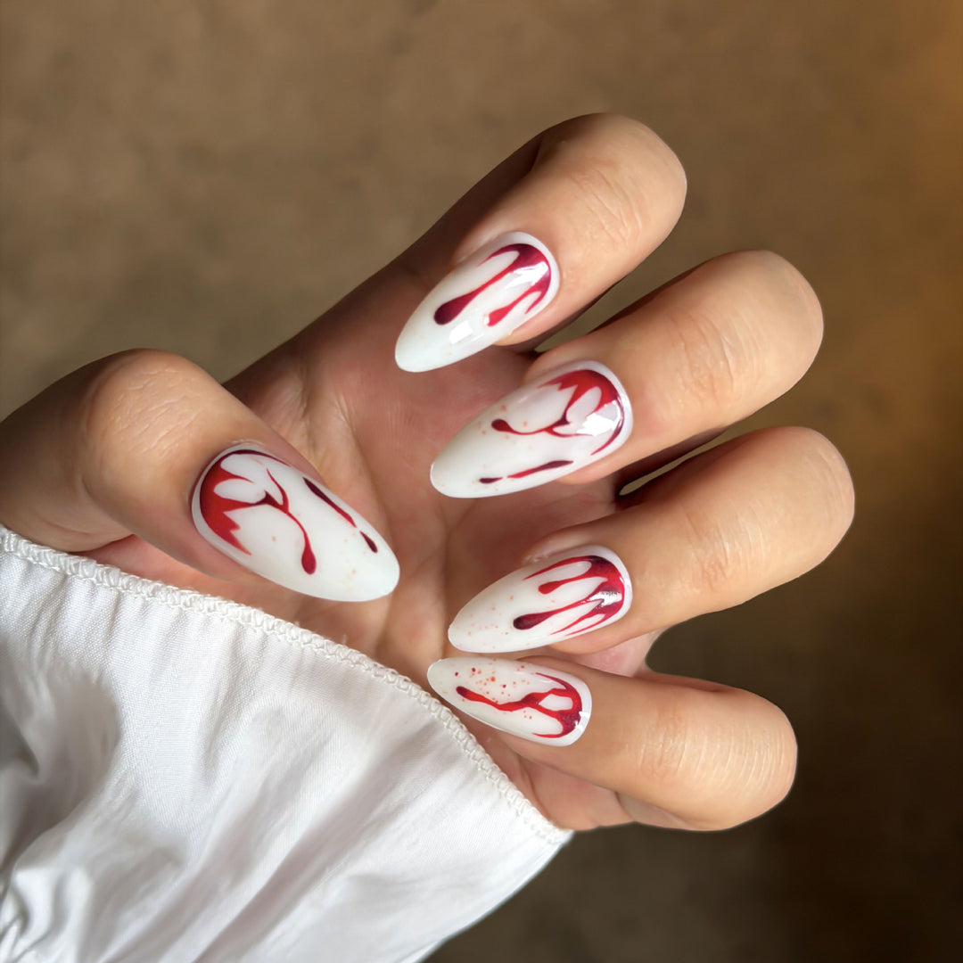 Artistic Abstract Blood-Splattered Press-On Nails Kalsten