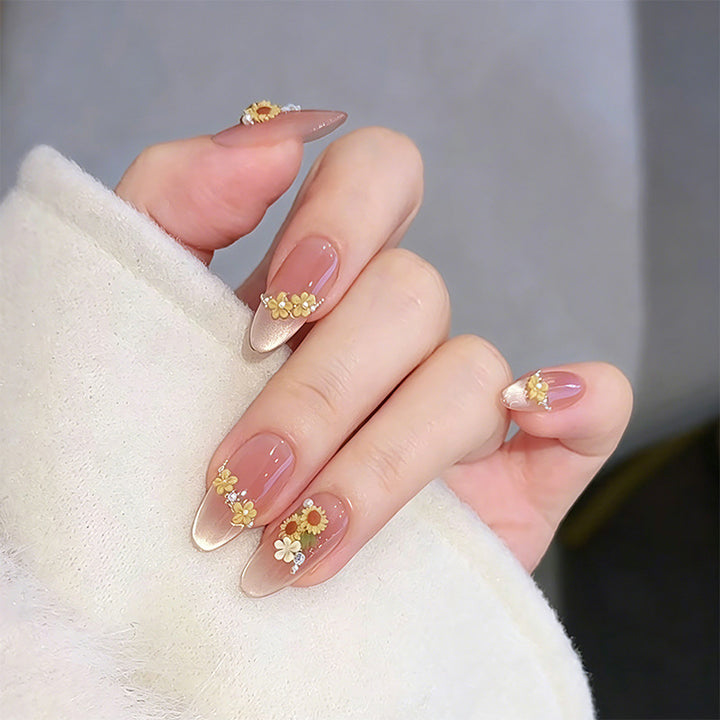 Artificial Nail Set with Luxurious Floral Decorations Kalsten