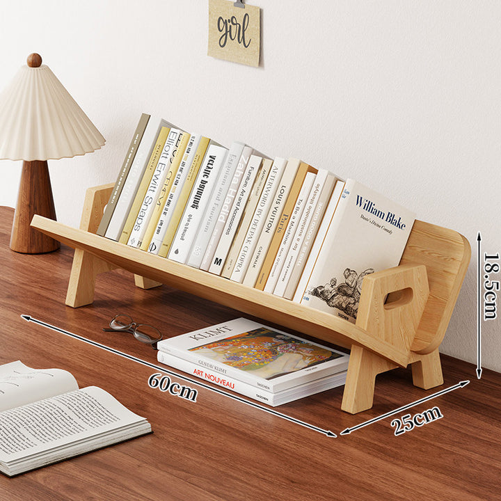 Angled Bamboo Desktop Book and Magazine Rack with Non-Slip Rods