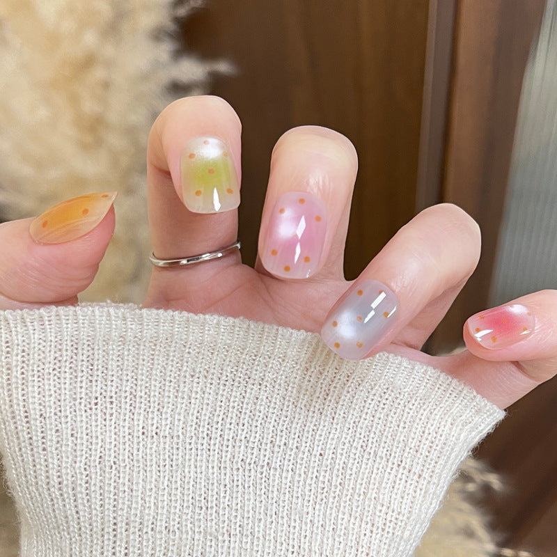 Artistic Press-On Nail Set with Polka Dot Designs Kalsten