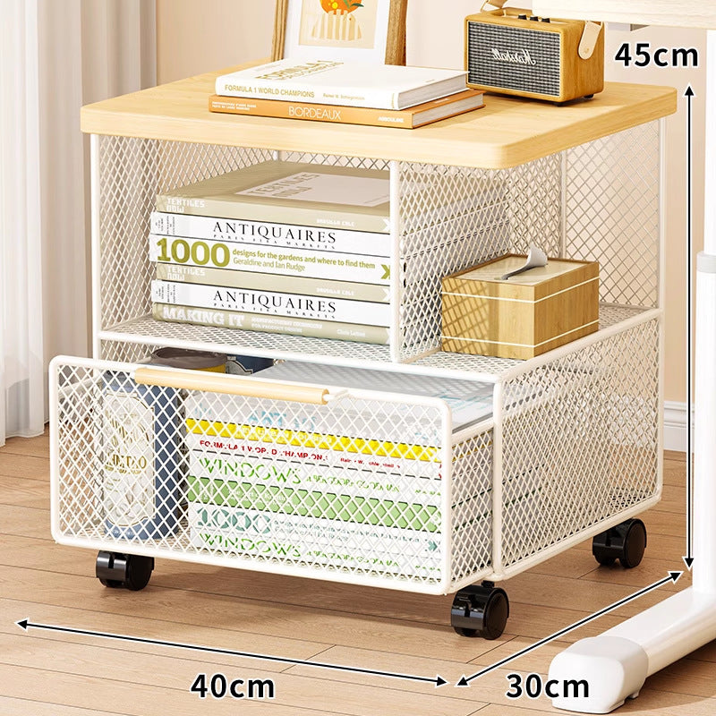 Mobile Printer Stand with Locking Casters and Under-shelf Organizer