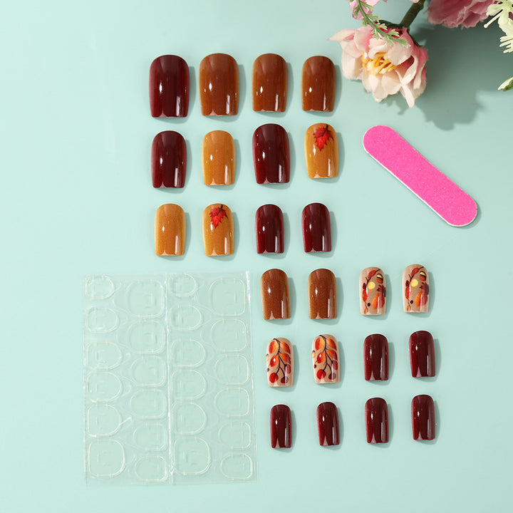 Artificial Nail Set with Natural Autumn Design Kalsten