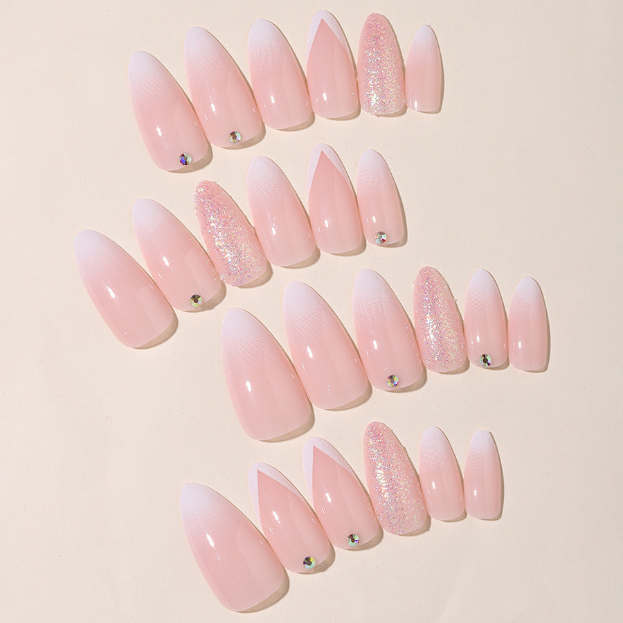 Elegant Press-On Nail Tips Set with Glitter and Ombre Design Kalsten
