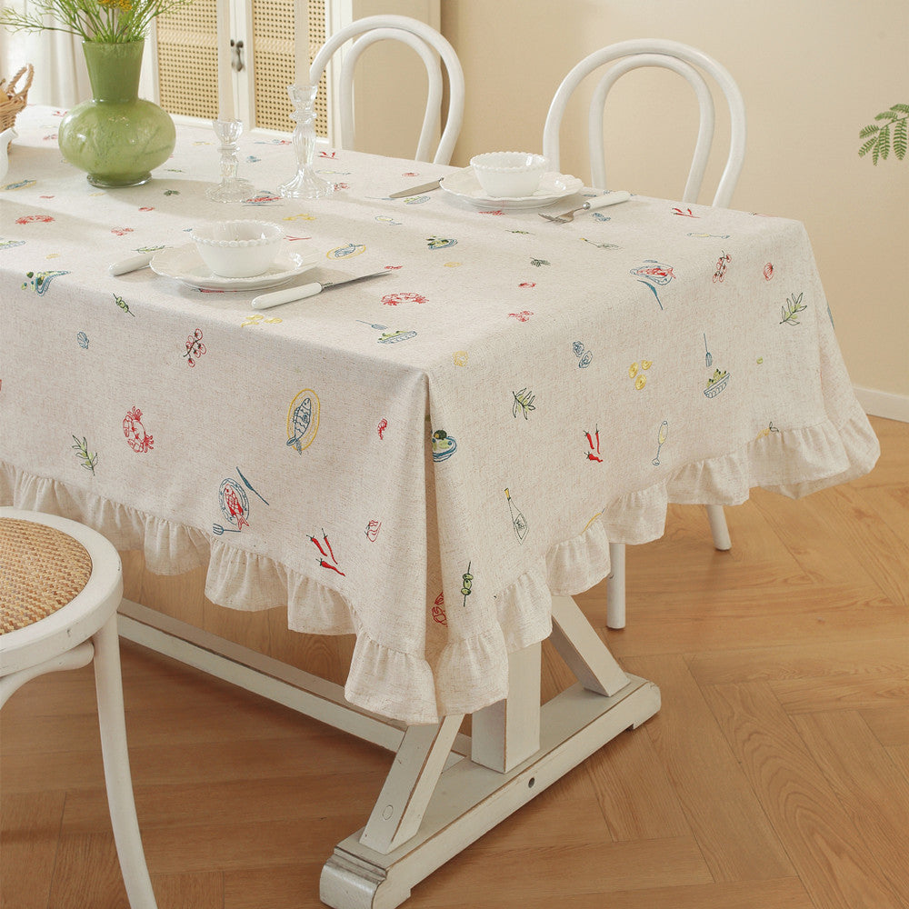 Embroidered Fruit Design Tablecloth