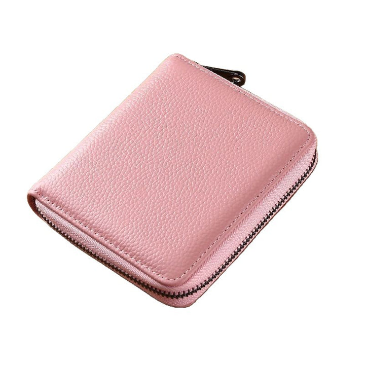 Compact Genuine Leather Zippered Wallet