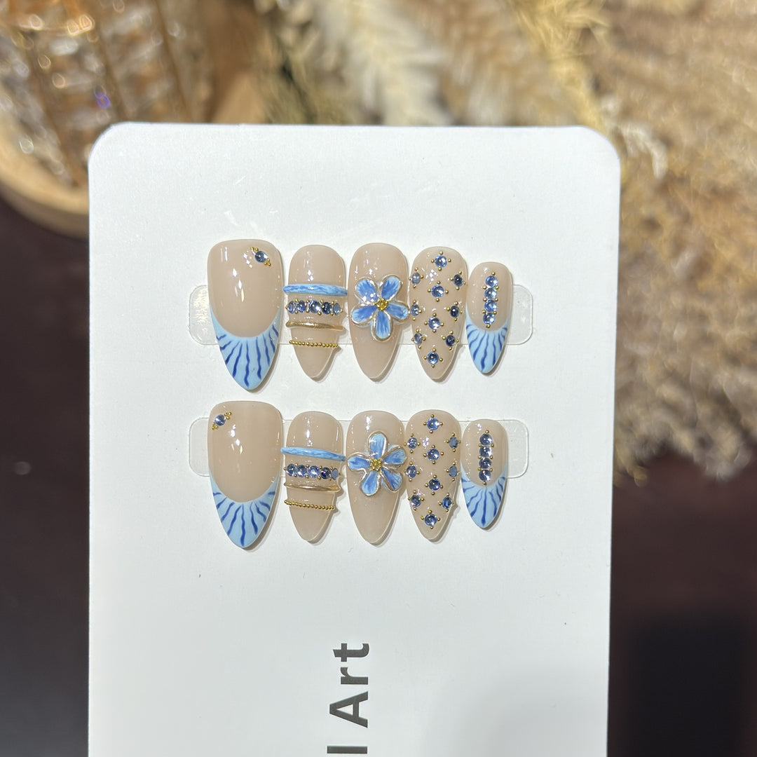 Decorative Nail Art Set with Floral and Gemstone Accents Kalsten