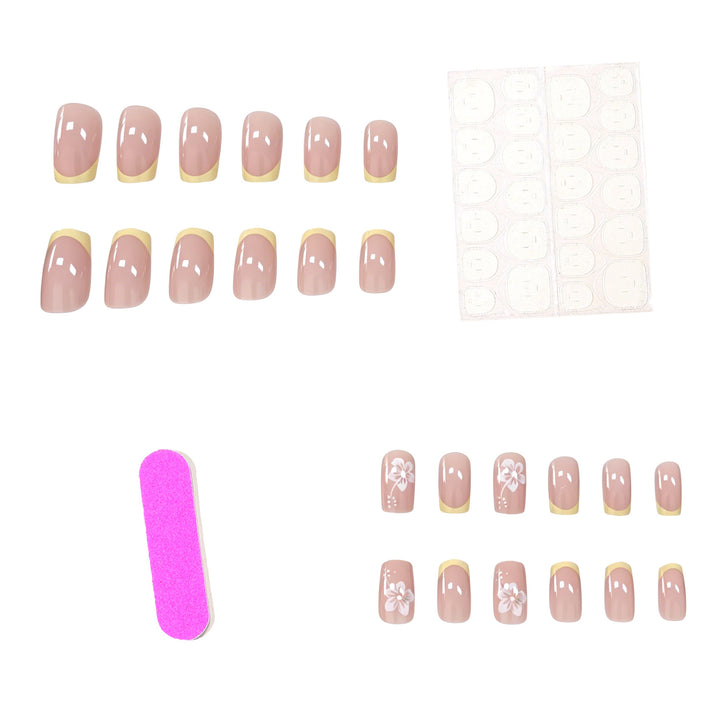 Elegant Floral French Tip Nail Art Kalsten