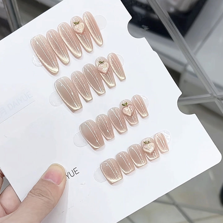 Heart-Embellished Press-On Nails Kalsten