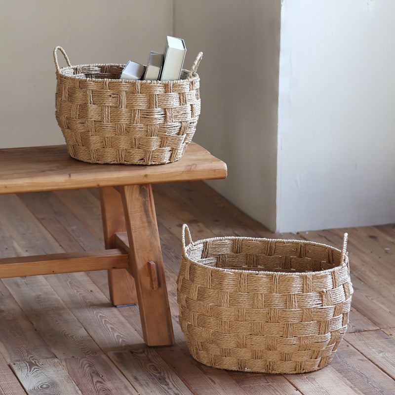 Decorative storage basket made of natural material Kalsten