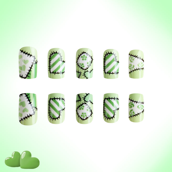 Artistic Patchwork Press-On Nail Design Kalsten