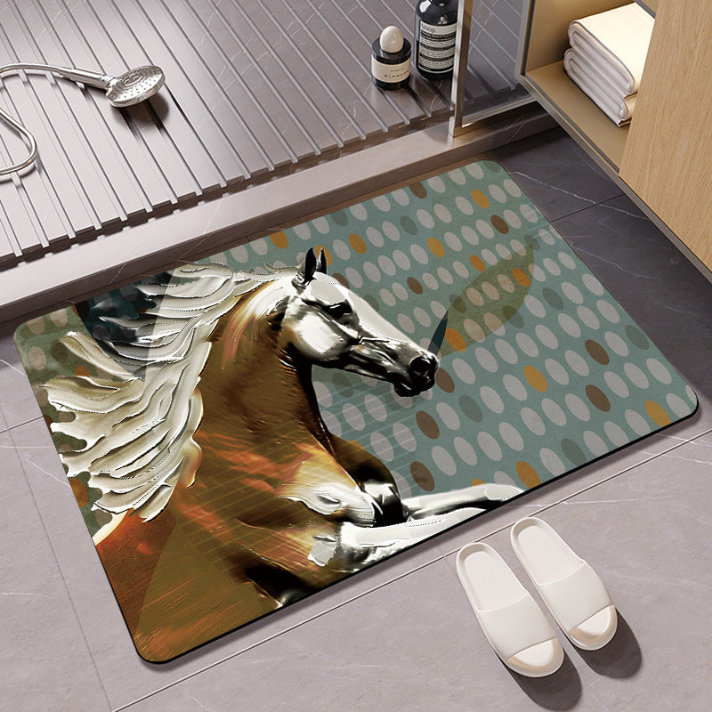 Artistic Horse-Themed Bath Mat Kalsten